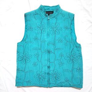 Vintage 90s Silk Floral Vest | Boho, Folk